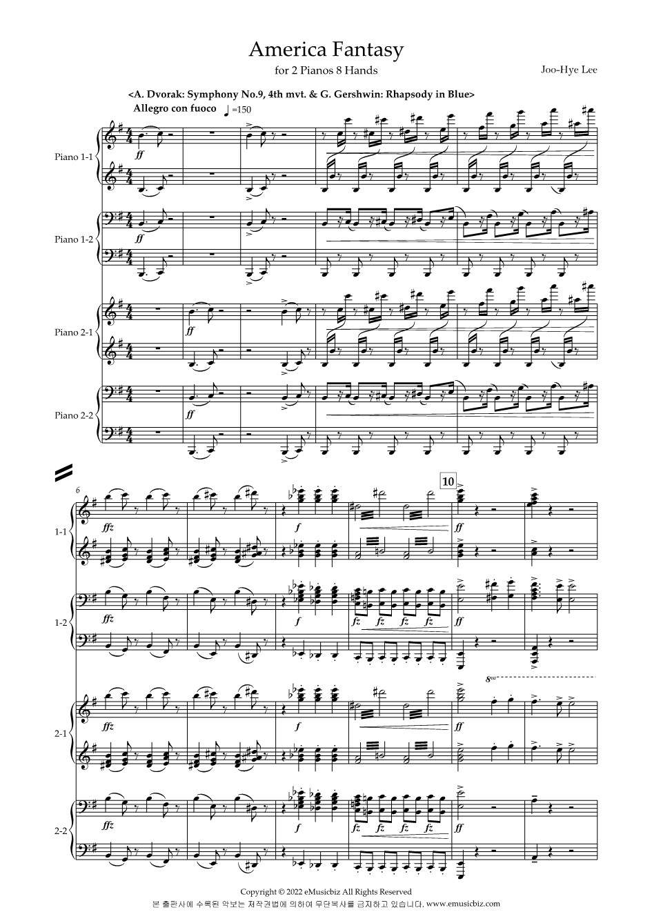 America Fantasy for 2 Pianos 8 Hands